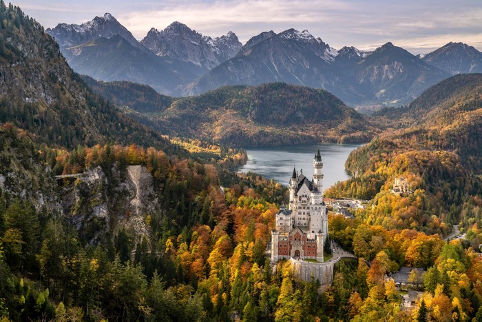 Neuschwanstein Castle Surrounded by Bavarian Alps