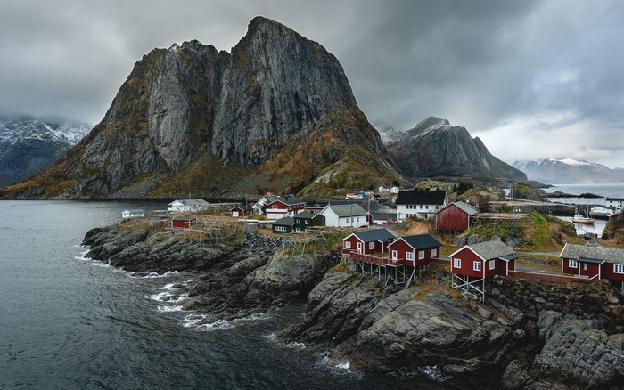 Norway Lofoten Mountains and Houses
