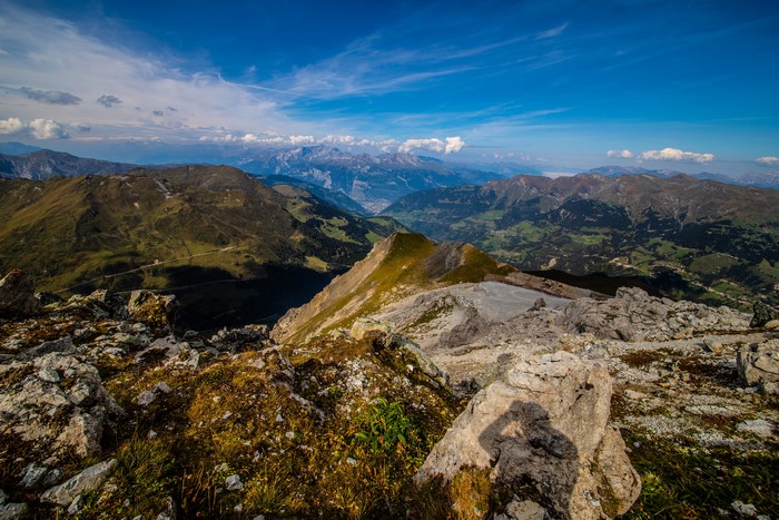 Mountains and valleys in Switzerland
