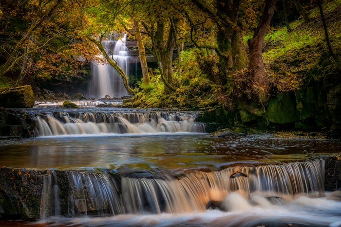Waterfalls in County Durham, England during Autumn