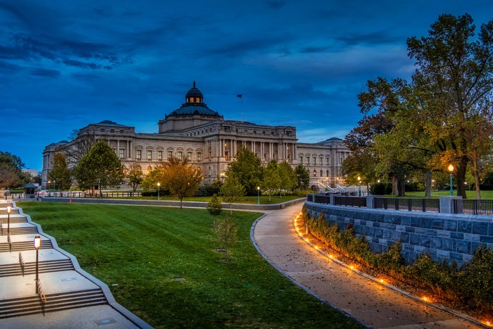 Library of Congress Building in Washington D.C. at Dusk