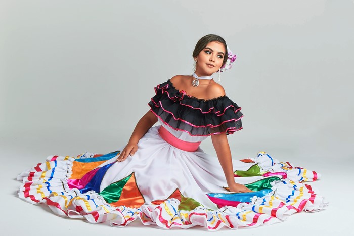Young woman in a colorful traditional dress