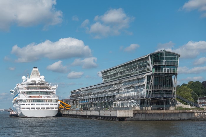 Cruise liner docked at Hamburg Cruise Center, Germany