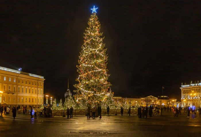 Christmas tree in Palace Square, St. Petersburg, Russia