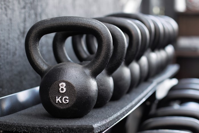 8 kg Kettlebells on a Rack