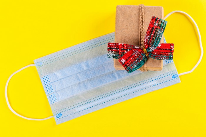 Christmas gift on a face mask