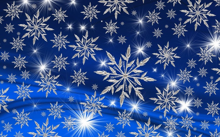 Christmas snowflakes and stars on a blue background