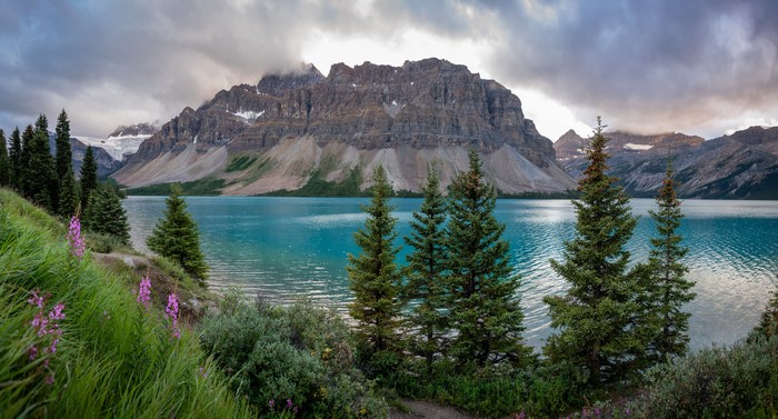 Bow Lake and Mountains in Canada