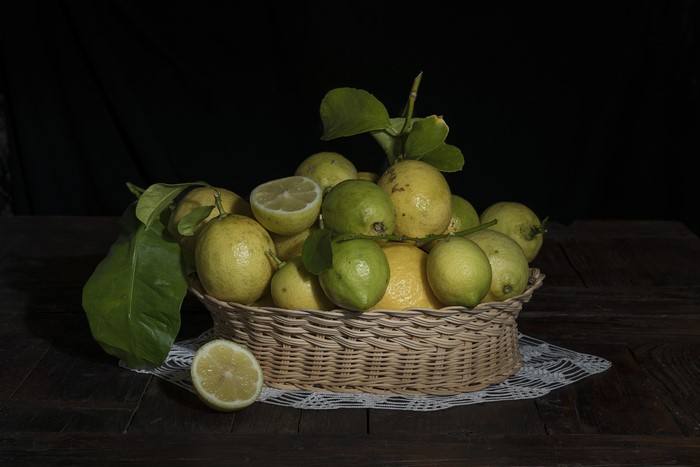 Lemons in a wicker basket
