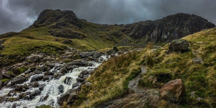 Lake District Mountains with River and Stones