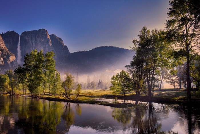 Yosemite National Park with Waterfall and River