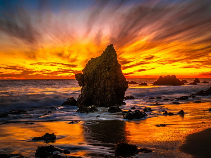 4K El Matador Beach California Sunset