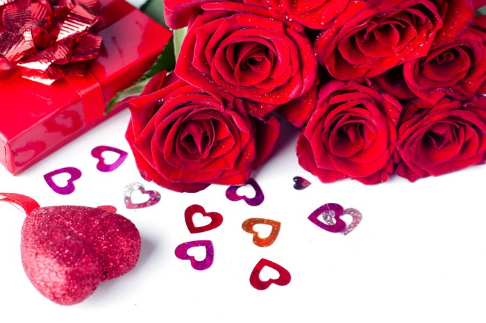 Red Roses and Valentine's Day Decorations