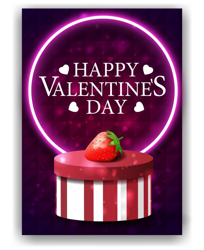 Happy Valentine's Day Greeting Card with Strawberry
