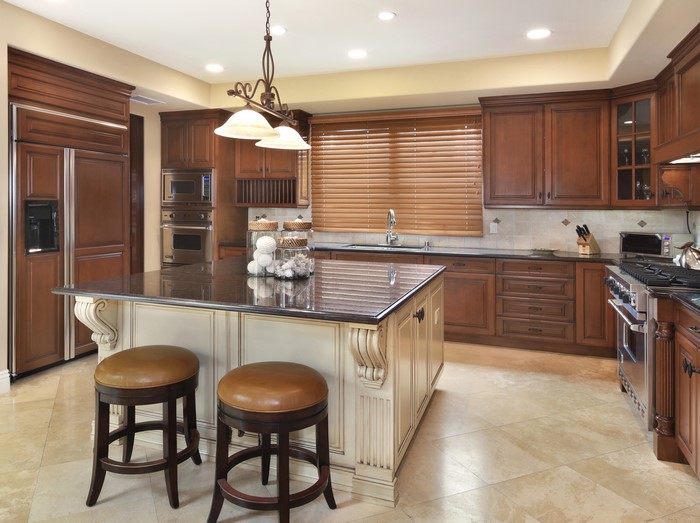 Kitchen Interior Design with Island and Stools