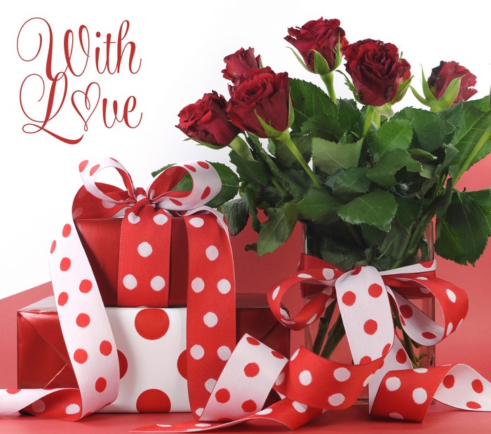 Valentine's Day Gifts and Red Roses with Love