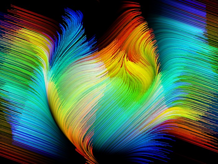 Abstract rainbow paint strokes on black background