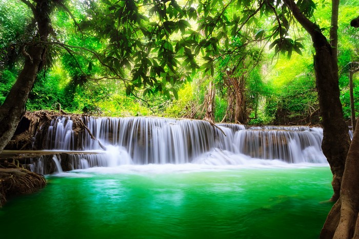 4K Erawan Waterfall in Thailand