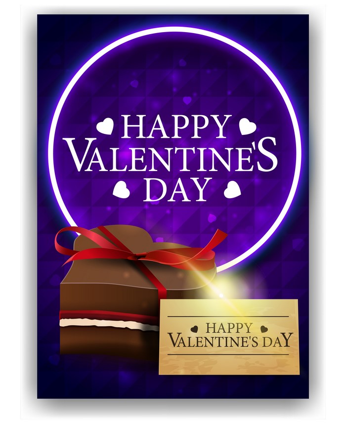 Valentine's Day heart-shaped chocolate gift with red ribbon