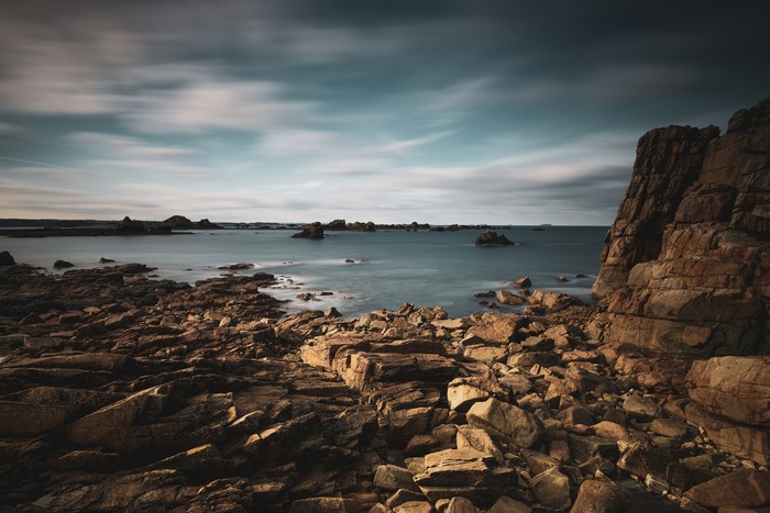 Bretagne France Coast Stones Crag 4K