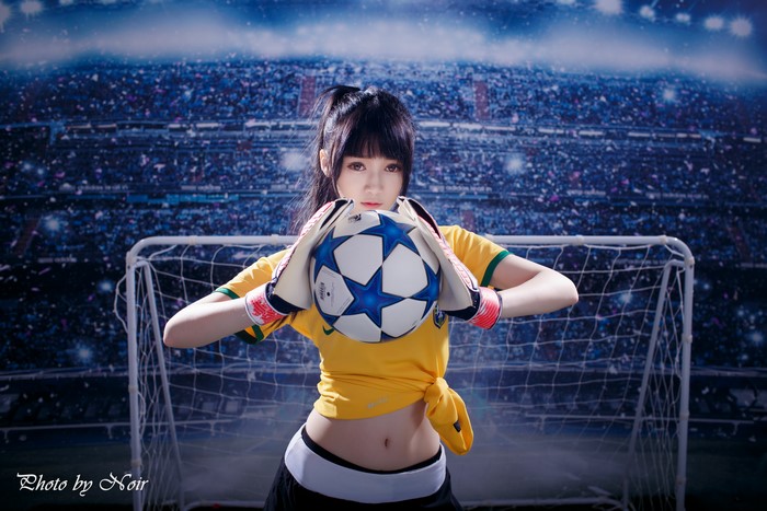 4K Asian Football Goalkeeper with Ball