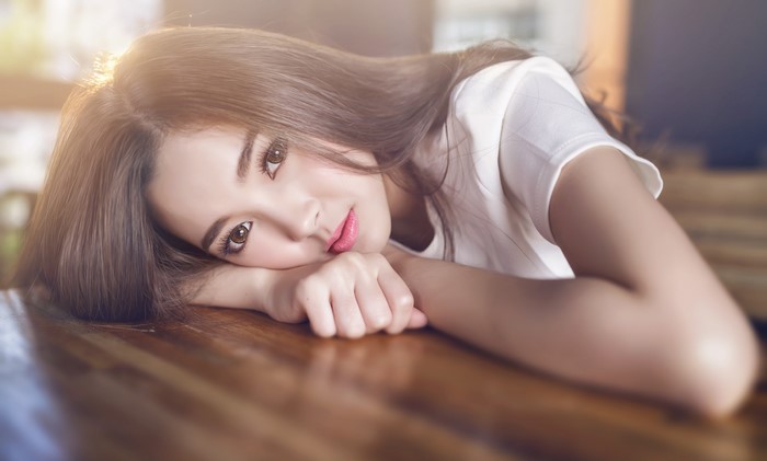 4K Close-Up of Brown-Haired Asian Woman