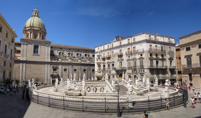 Piazza Pretoria fountain in Palermo, Sicily
