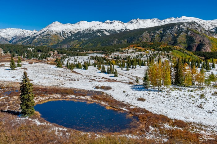 4K Snow on Mountains and Forests in San Juan National Forest