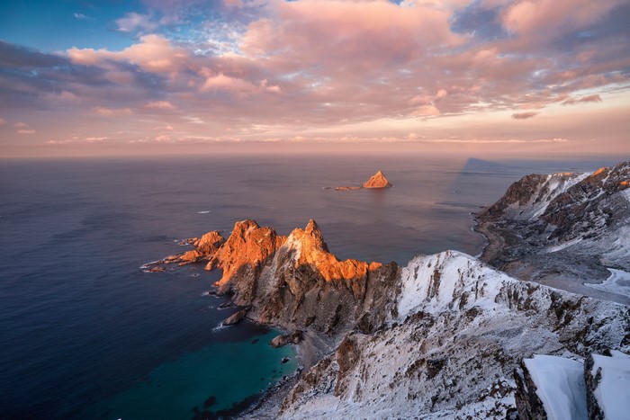 Lofoten Coastline in Norway at Sunset