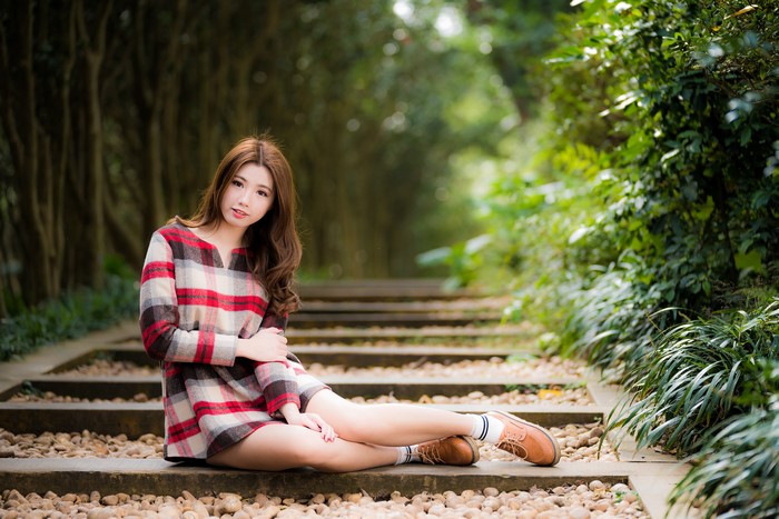 4k 5k 6k 7k Asian Bokeh Side Brown Haired Sitting Hands Legs