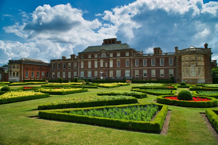 Wimpole Estate, England, with formal gardens and clouds