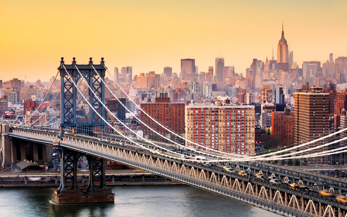 Manhattan Bridge and New York City Skyline
