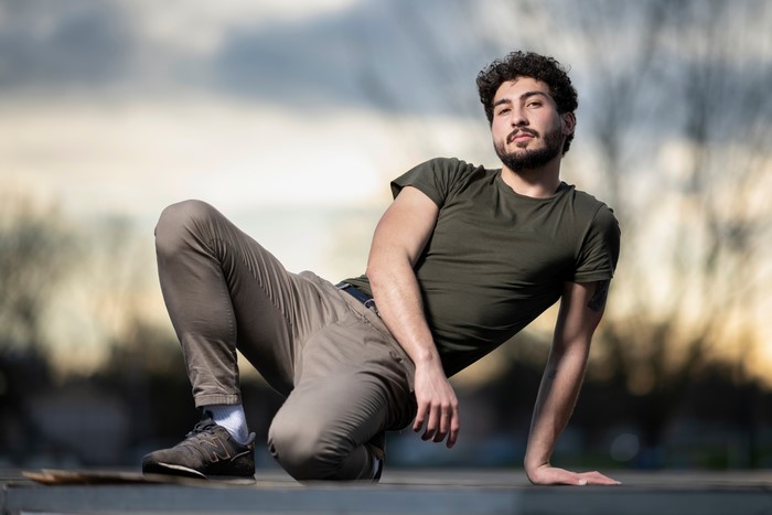 Man with beard in a pose