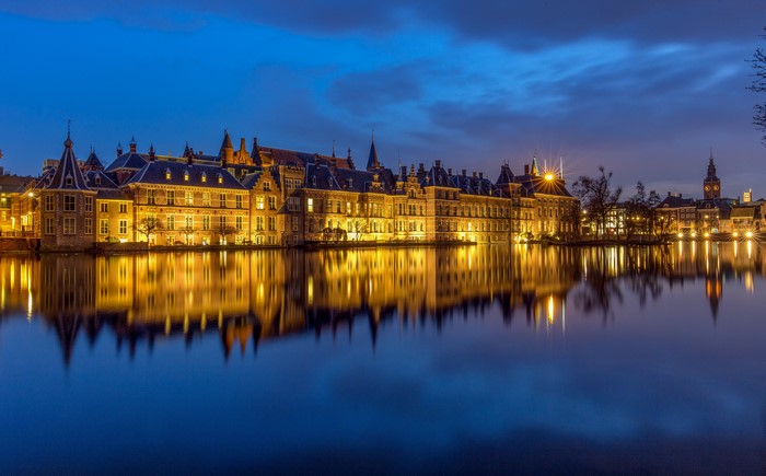 The Hague Hofvijver Pond at Evening, Netherlands