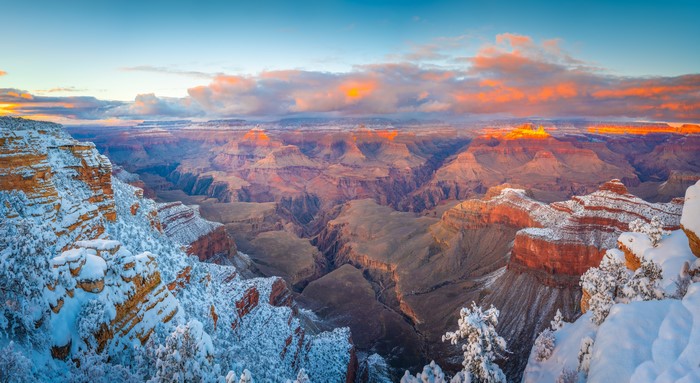 Grand Canyon National Park in Snow at Sunrise