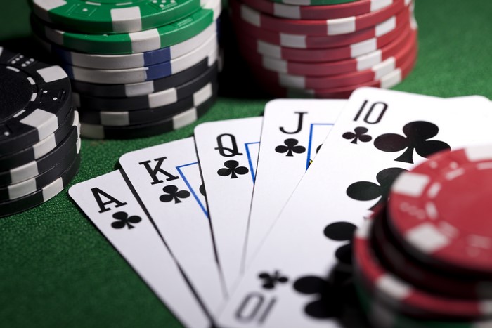 Poker Hand with Casino Chips