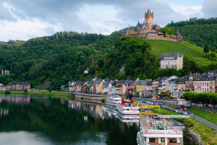 Cochem Castle and Riverfront on Moselle River, Germany