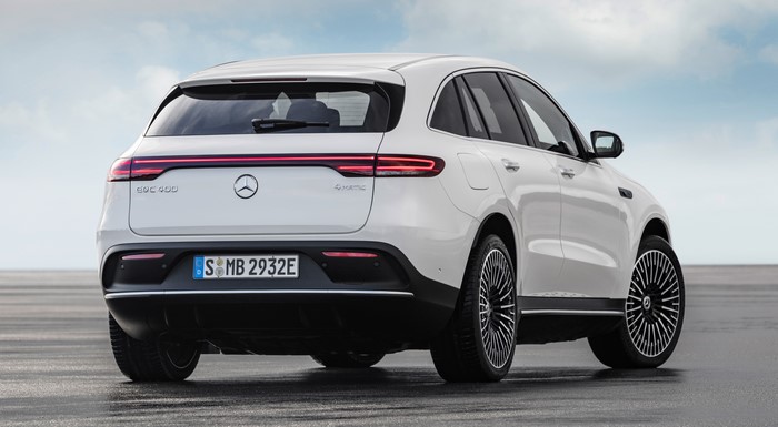 White Mercedes-Benz EQC 400 4MATIC from the back