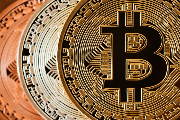 4K Bitcoin Coins Closeup