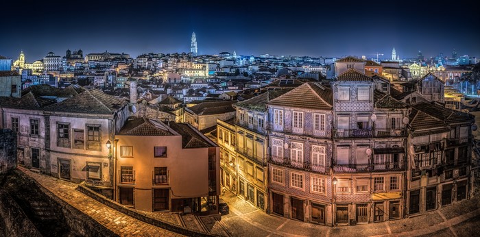 Porto, Portugal Panorama at Night