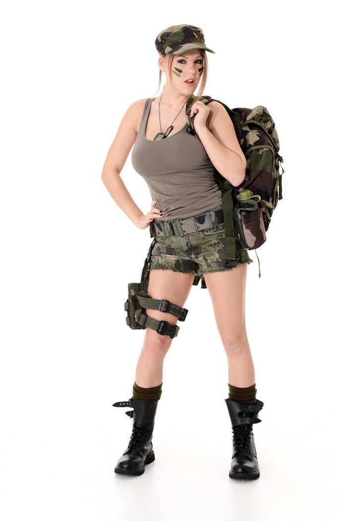 Viola O Bailey in military outfit with backpack