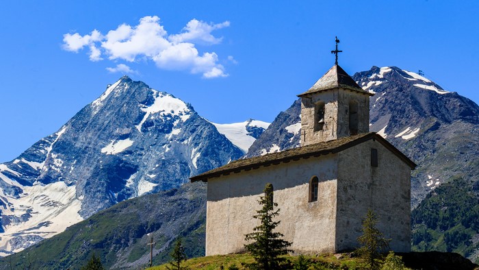Church in the Alps near Chatelard, France