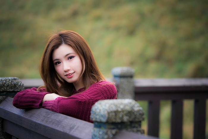 4K Asian Woman in Purple Sweater