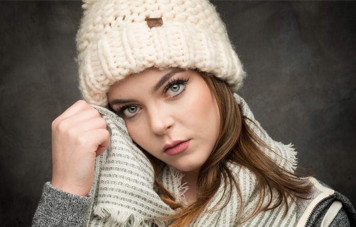 Woman in winter hat and scarf