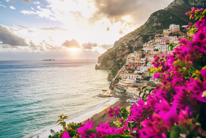 Positano, Amalfi Coast, Italy at Sunset