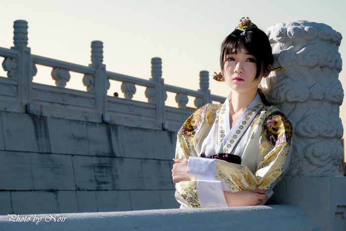 Brunette girl in traditional Asian clothing