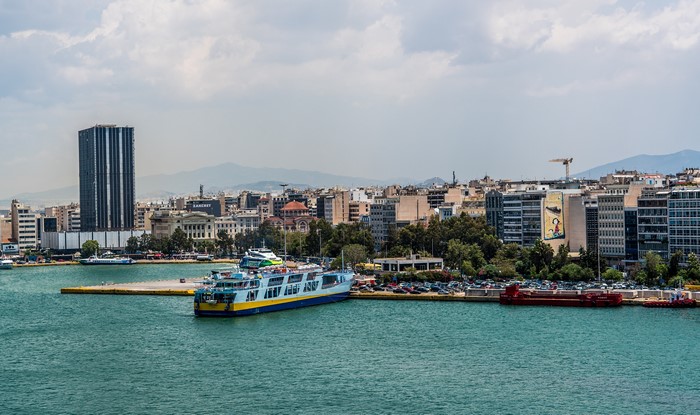 Ships in Piraeus Port, Athens, Greece