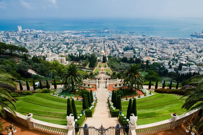 Bahai Gardens in Haifa, Israel from above