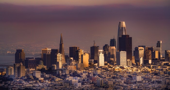 San Francisco skyline at sunset