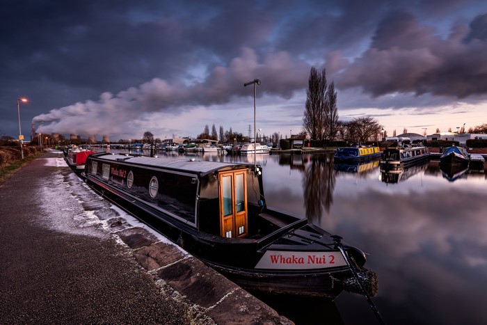 Narrowboats on River Trent near Sawley, England